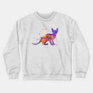 Peterbald cat in watercolor Crewneck Sweatshirt